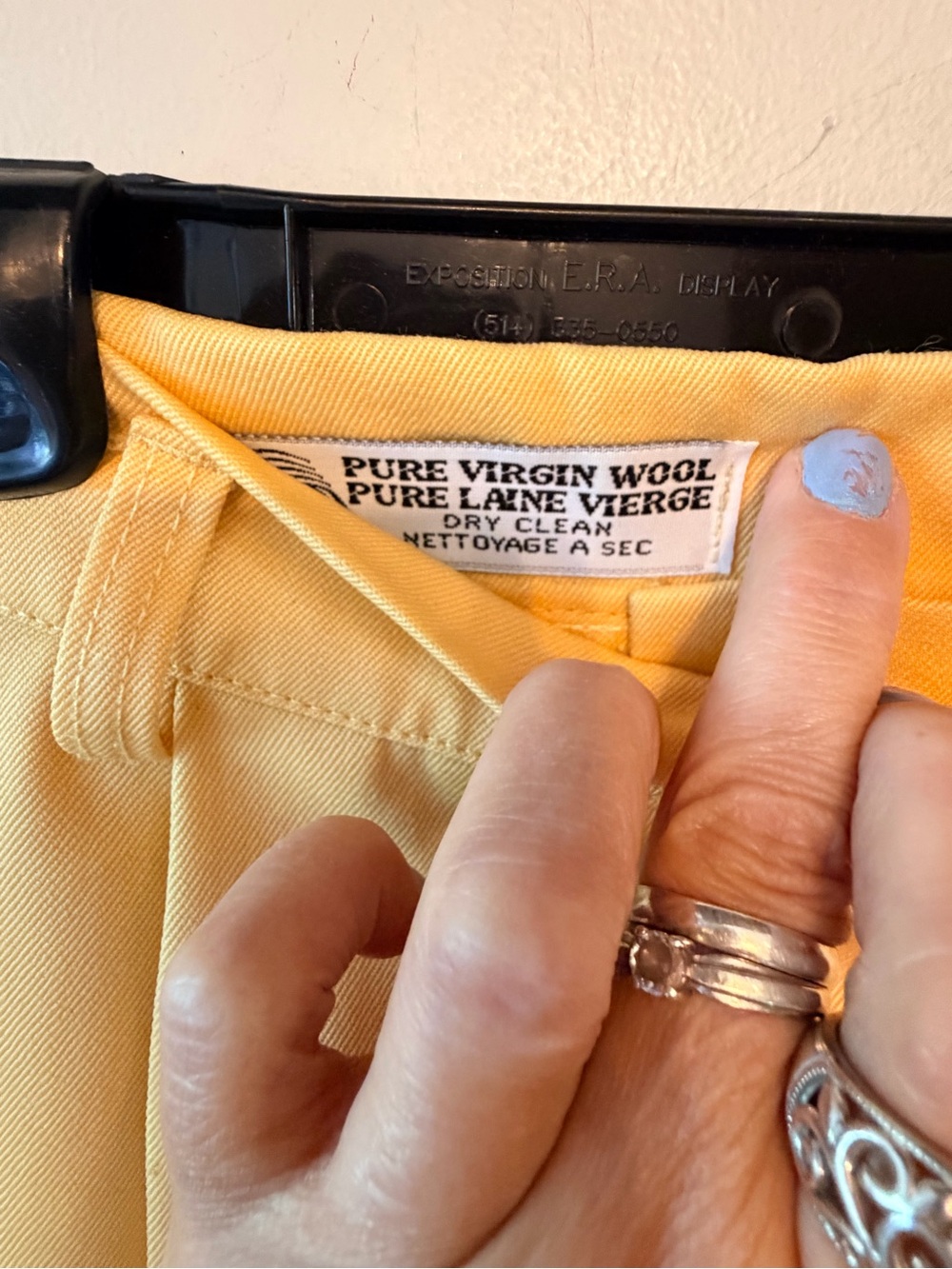 Vintage Pure Virgin Wool Trousers High Rise Tailored Pants Yellow - Picture 4 of 7
